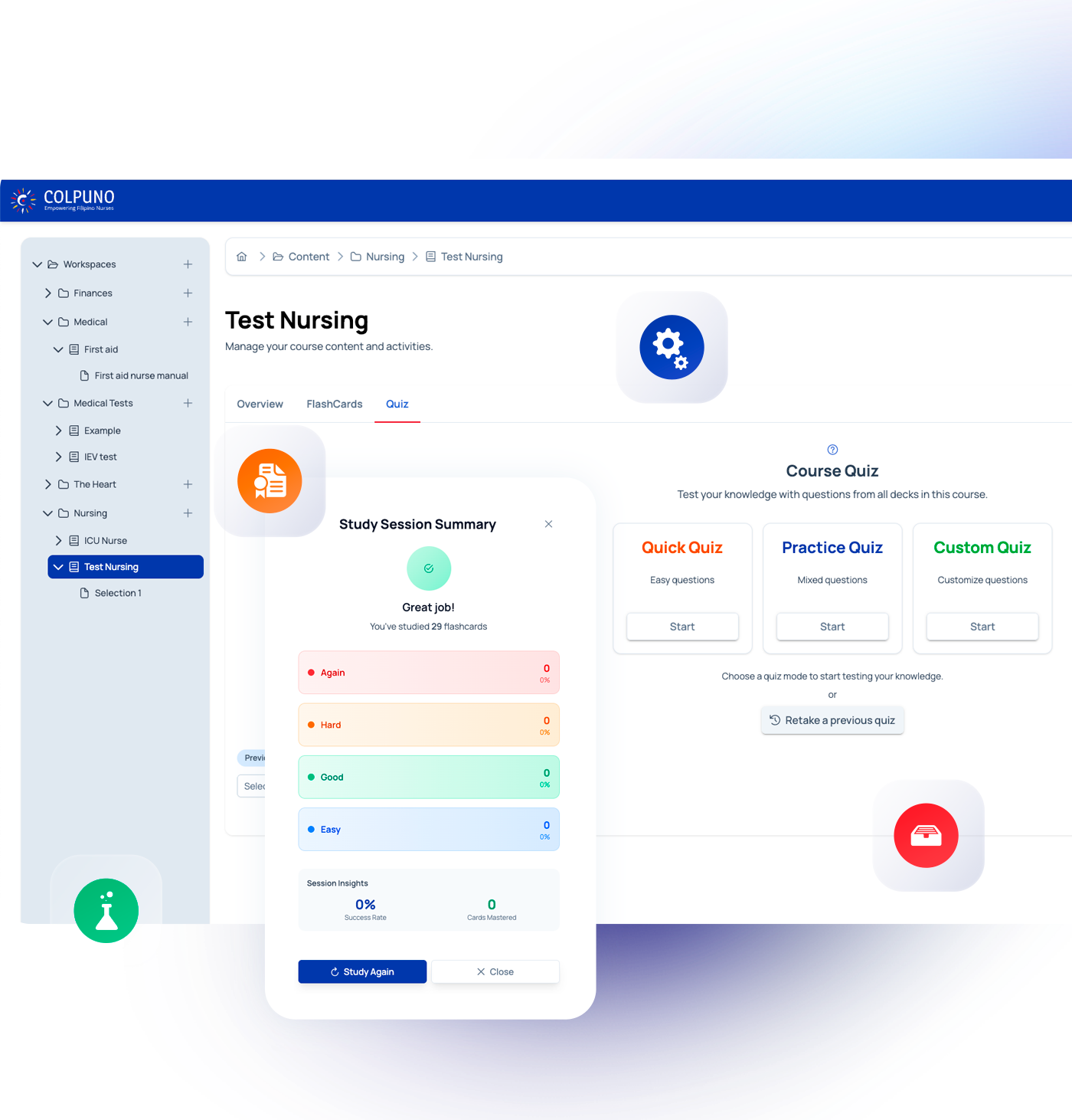 StudyBooster application interface